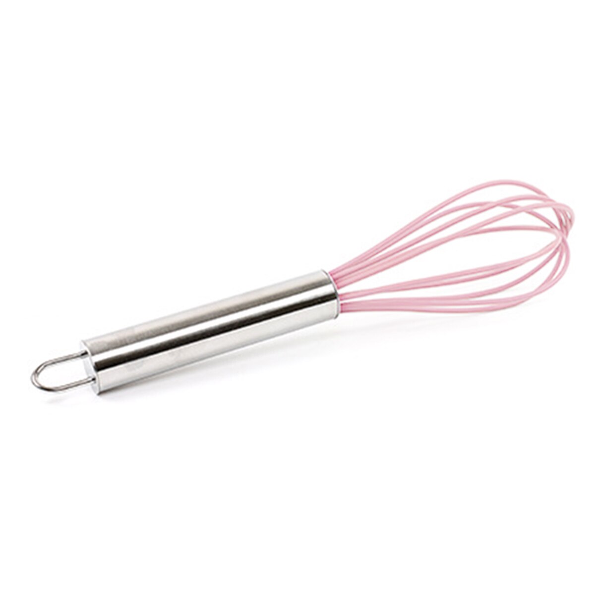 Mini batidor de silicona multifuncional rotatorio batidor Manual para huevos, herramienta para hornear de acero inoxidable, agitador de huevos, utensilios de cocina: Pink