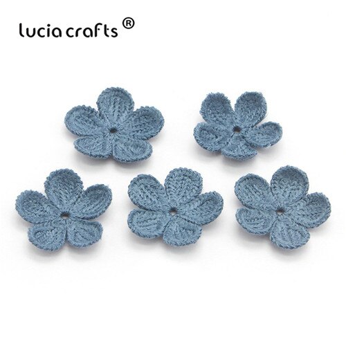 Lucia crafts 10/13 stuks 35mm wollen bloemen naai-op patches voor decoratie diy handgemaakte materialen accessoires  b0104: C2 meerblauw 10 stuks