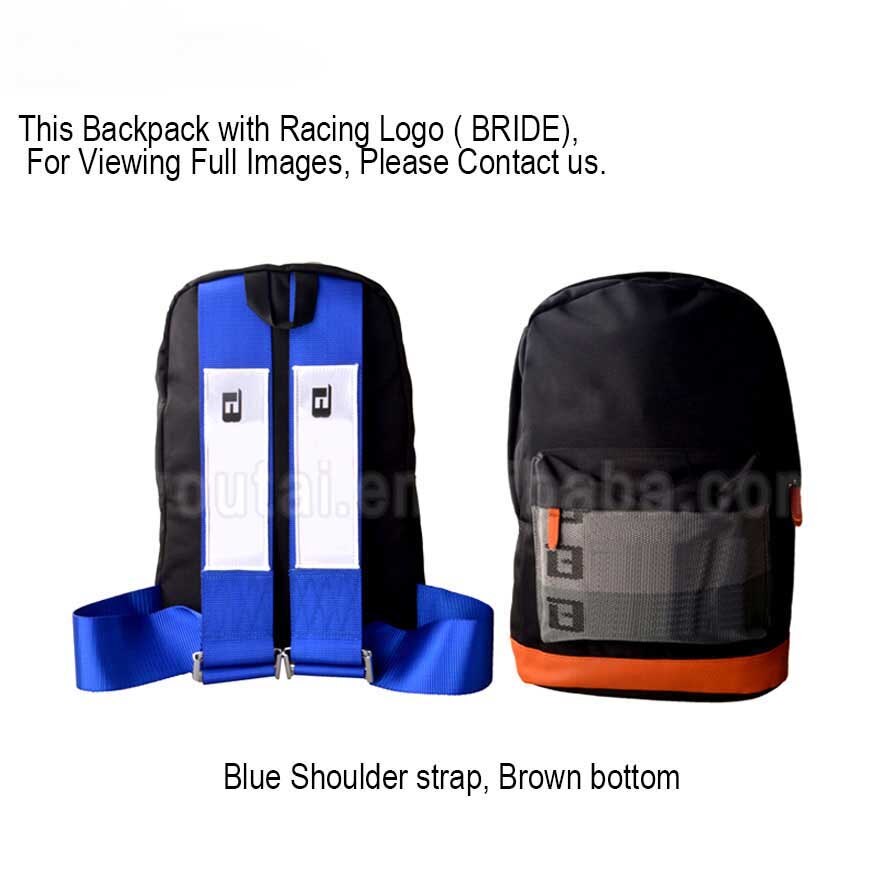 JDM Racing Style Bride Fabric Backpack Bride Seats Fabric Material Backpack Bag: BlueBRIDEEE