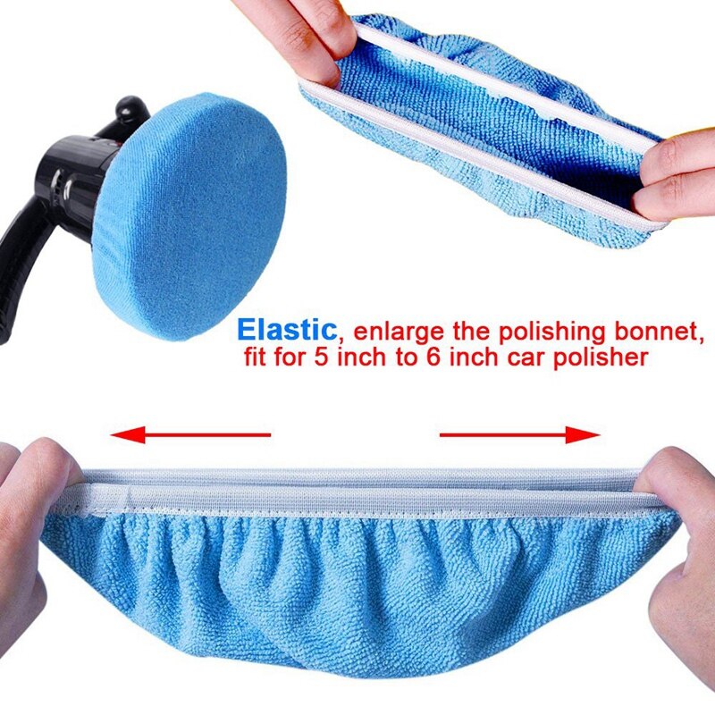 16 Packs Polishing Bonnets(5 To 6 Inches) Polisher Pad Bonnet Buffing Pad Cover Soft Fiber Car Polishing Bonnet for Car Polisher