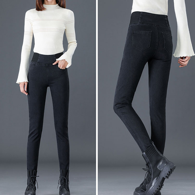 Pantalones vaqueros ajustados negros de talla grande 26-38 para mujer, Pantalones vaqueros ajustados de cintura alta, mallas elásticas, Vaqueros informales, Pantalones vaqueros 2024