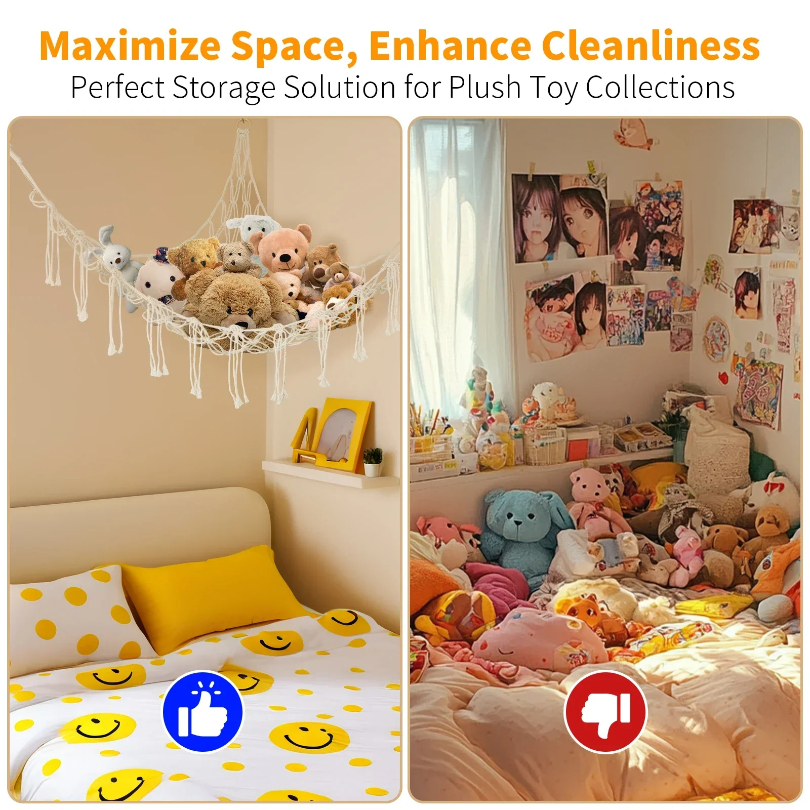 Kuscheltiere Lagerung Hängematte Große Kapazität Netz Makramee Boho Hause freundlicher Schlafzimmer Dekoration Ecke Hängen Spielzeug Organizer Netze