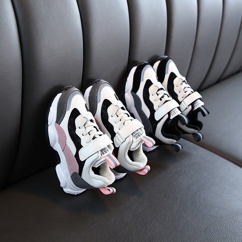 Baby Shoes Children Patchwork Sneakers Boys Plus Velve Warm Sport Shoes Kids Casual Shoe Thicken Comfortable SSJ061