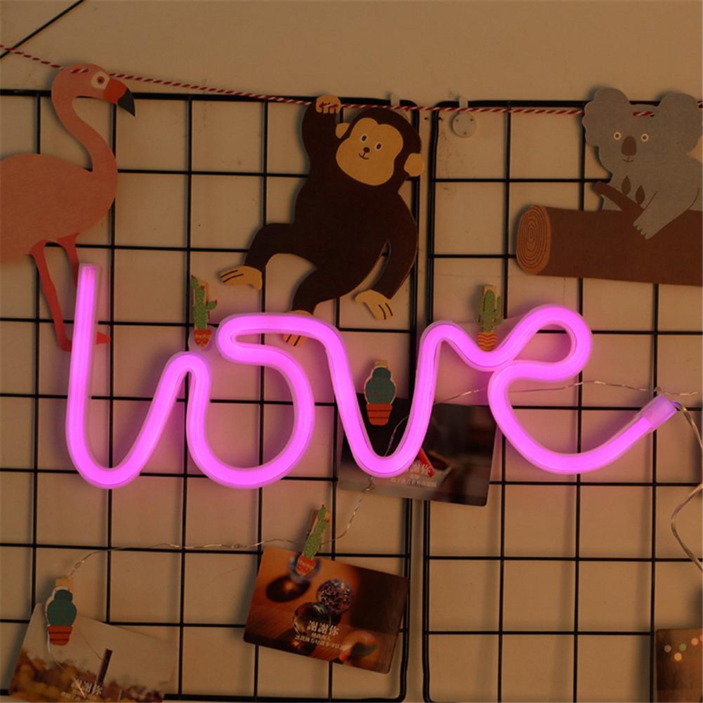 LED Neon Light Sign LOVE HEART Wedding Party Decoration Neon Lamp Valentines Day Bedroom Home Decor Night Lamp