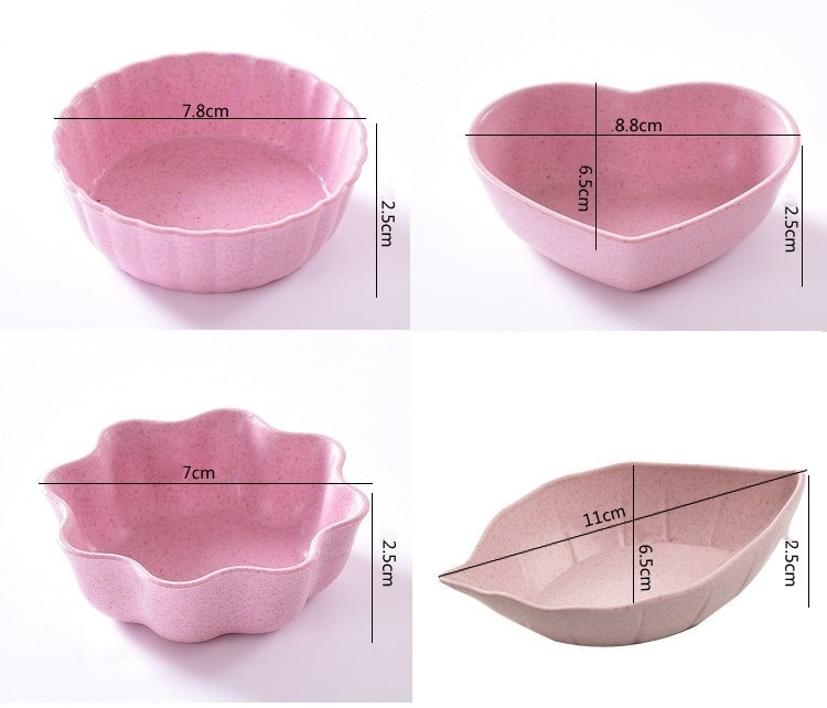 1Pcs Tarwe Multipurpose Kruiden Kom Leaf Hart Vorm Kruiden Kom Kleine Platen Snack Schotel Saus Te Schoon Keuken gereedschap