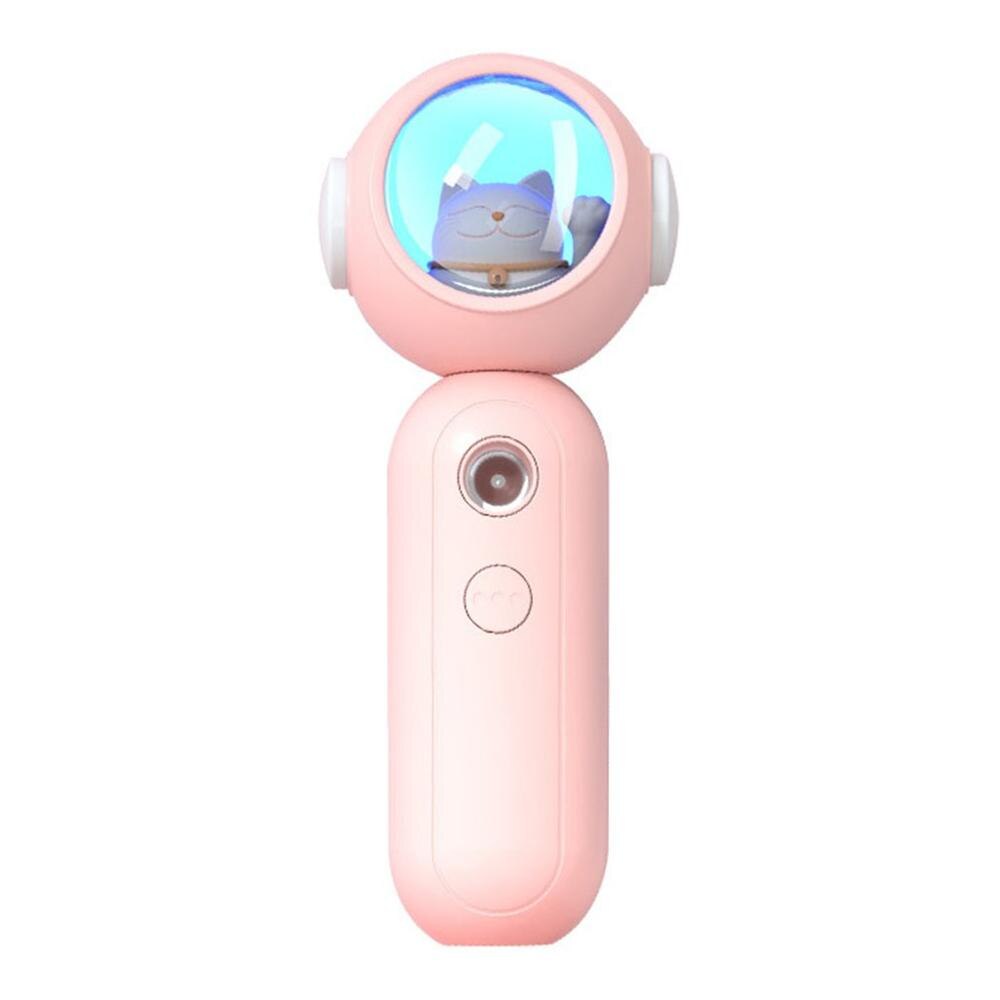 Draagbare Lucky Cat Vochtmeter Luchtbevochtiger Mechanische Nano Ionische Gezicht Hydraterende Ultrasound Thuisgebruik: Pink