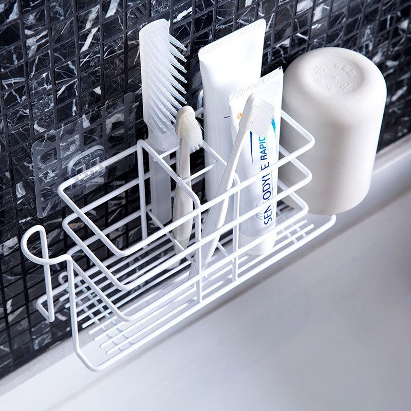 Iron toothbrush rack bathroom punch-free mouthwash cup storage rack wall-mounted toothbrush rack toothbrush holder