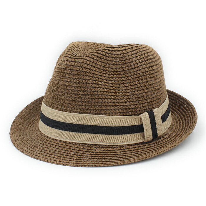 Classic Summer Women Men Toquilla Straw fedora Hat Queen Homburg Panama Cap Gentleman Dad Godfather Hat: Coffee