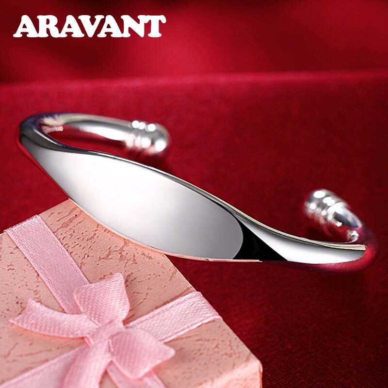 Braceletes e pulseiras abertas de prata, 925, suave, com bainha dupla, para casamento, joias, presentes