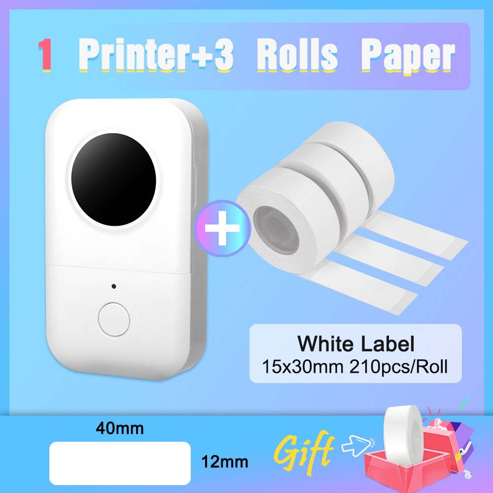 Version Phomemo D30 Smart Mini Label Maker Wireless Thermal Label Machine Compatible with IOS and Android System: D30W add 3 1530paper