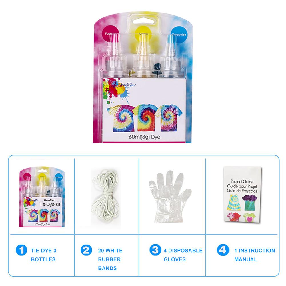 Tie-dye kit bomuld linned tøj farvestoffer giftfri diy dye kit maling farver kunst tøj til farvestoffer maling 3 farver