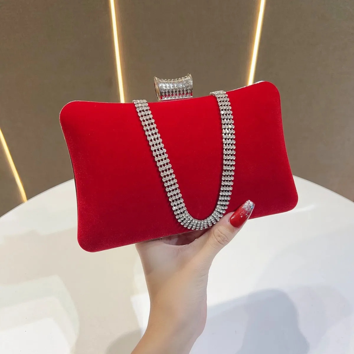 Aksamitna wieczorowa torebka mała torebka perfumowana na jedno ramię damska torebka bankietowa kopertówka: Niebieski