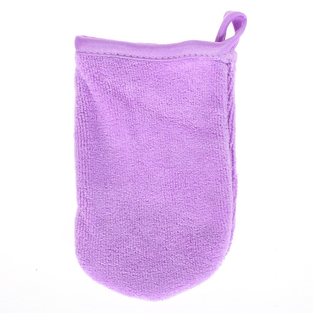 Toalla Facial de microfibra reutilizable, 6 colores, desmaquillante, guantes limpiadores, guante de goma, herramienta de 13x10 cm,: purple