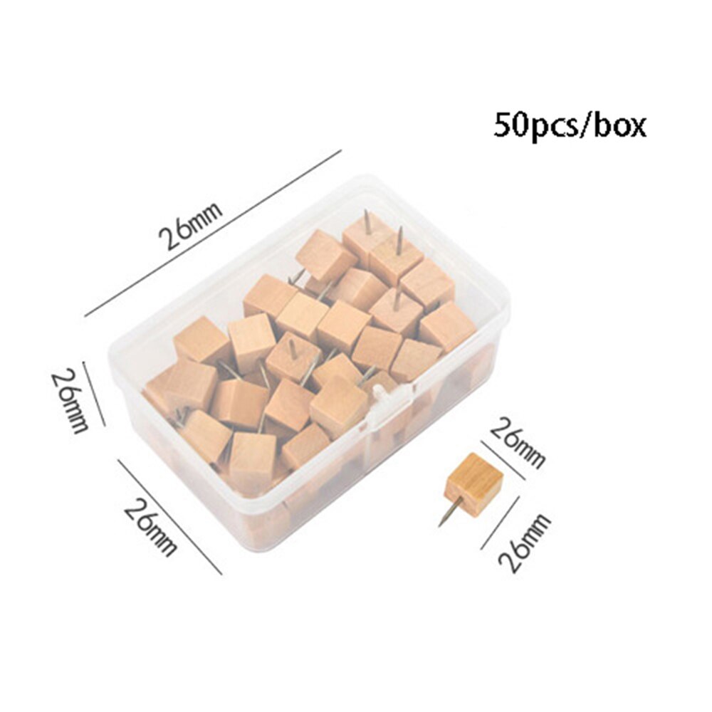 18/50/60/100 Pcs Wooden Thumbtack Board Pins Push Drawing Photo Wall Cork Studs Painting Tool Pushpin Office School Supplies: style2