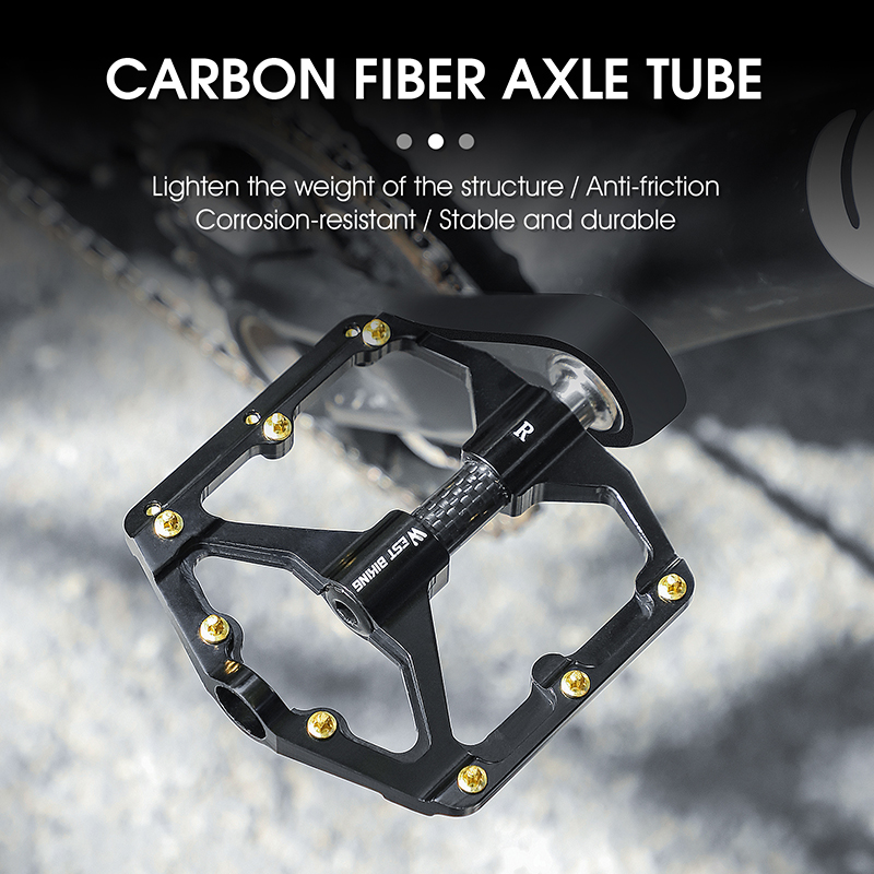 WEST BIKING-Pedal de fibra de carbono para bicicleta de carretera, 3 rodamientos, aleación de aluminio, antideslizante, accesorios para bicicleta de montaña