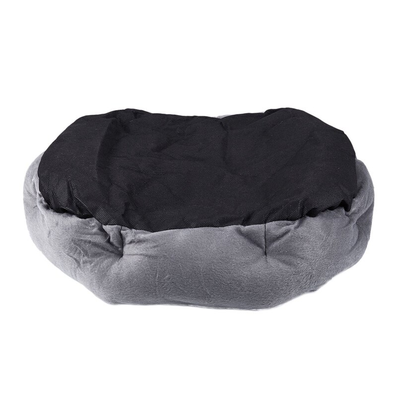 Estampado de huella de perro de piel de cordero de 50x40cm nido de mascota lavable en cesta de vellón para dormir con cojín para cachorro perro gato Color gris