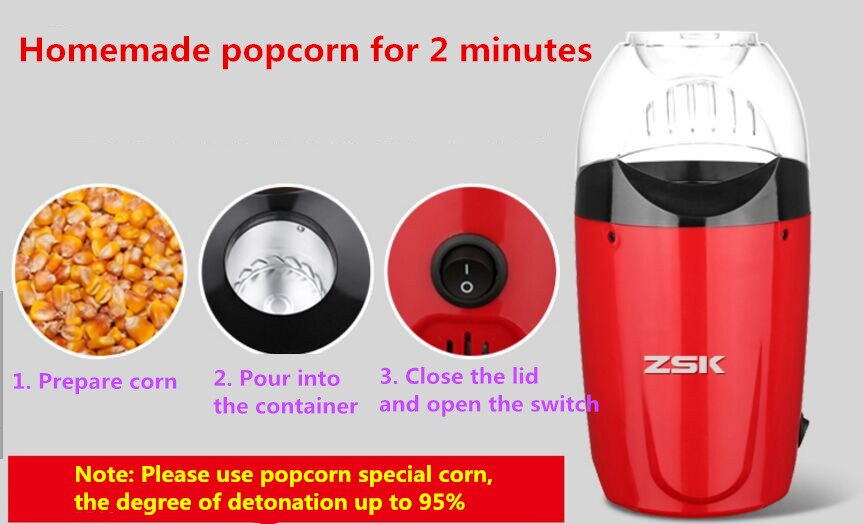 Mini elektrisk popcorn maker hjem popcorn maskine luft automatisk automatisk popcorn maker 220v 1200w
