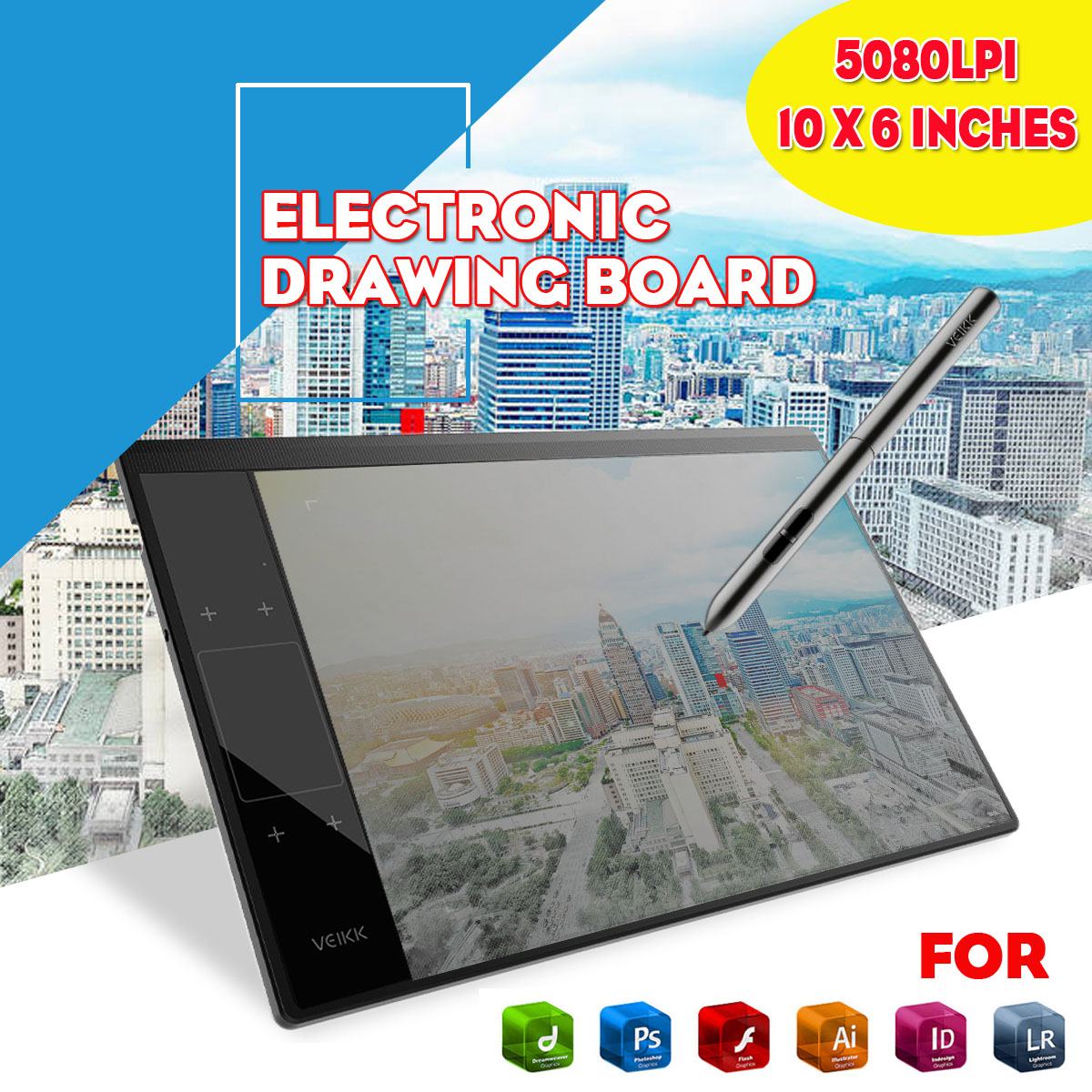 VEIKK A30 Portable Graphics Drawing Tablet Digital Drawing Pad For Online Teaching Learning Pressure Sensitivity 10x6 Inches