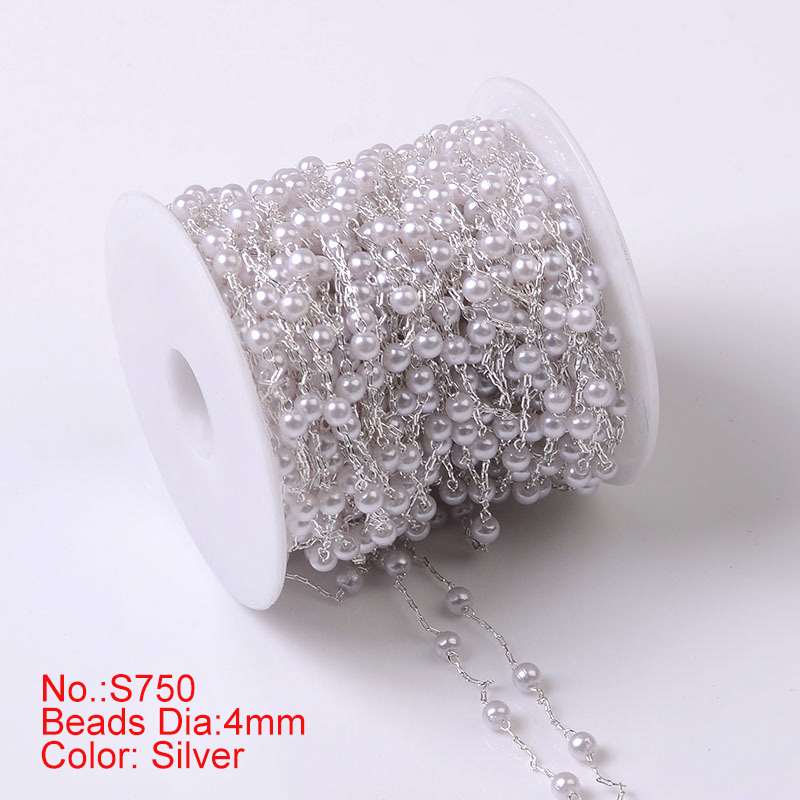 1Meter Beaded Chain Imitation Pearl Chain Copper Necklace Chain Handmade Accessories for Jewelry Making Components Crafts DIY: Pink