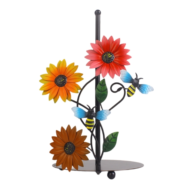 Countertop Paper Towel Holder Kitchen Roll Paper Stand Flowers Christmas Iron Napkin Stand Vertical Tissue Holder: Clear