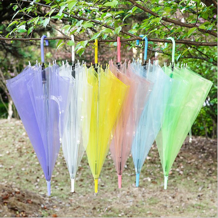 Klar transparent Regen Regenschirm PVC Regen Kuppel blasiert Regen Sonne Schatten Hochzeit Regenschirme Lange Griff Gerade Stock Regenschirm