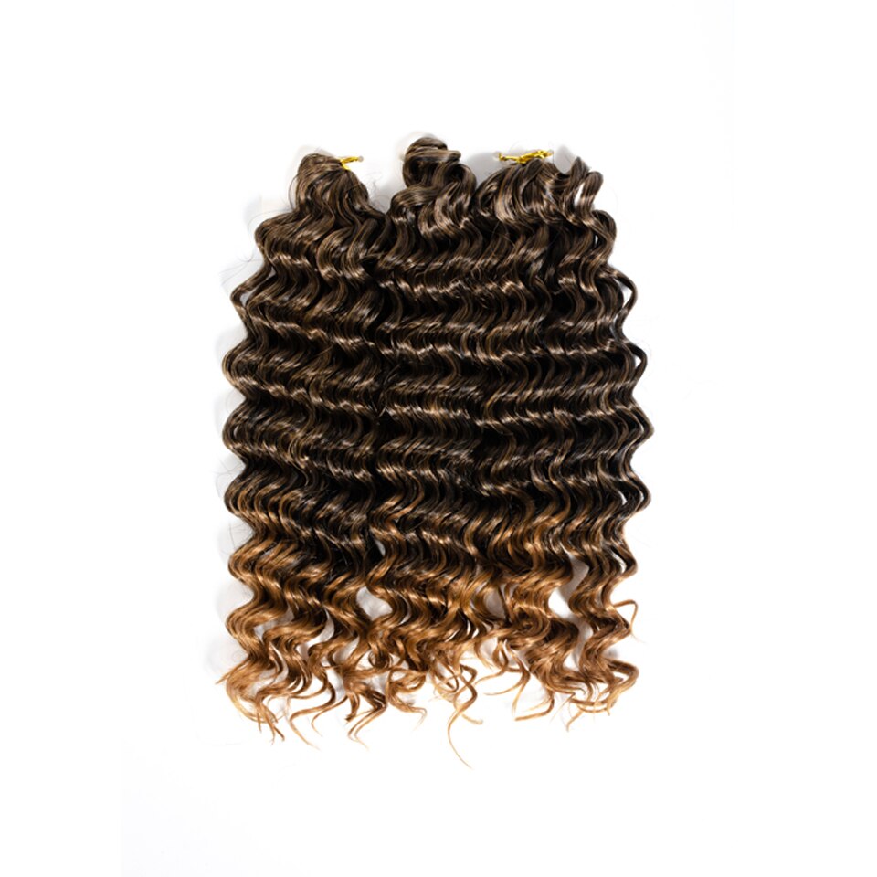 Pelo sintético ombre estilo africano rizos ondas de agua profunda trenzas de ganchillo de 12 pulgadas de largo hebras de trenzado de extensión de cabello: T1B / 27