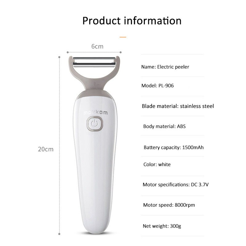 Pelapatate elettrico pelapatate automatico per frutta multifunzione ricarica USB sostituzione della testa di taglio in acciaio inossidabile