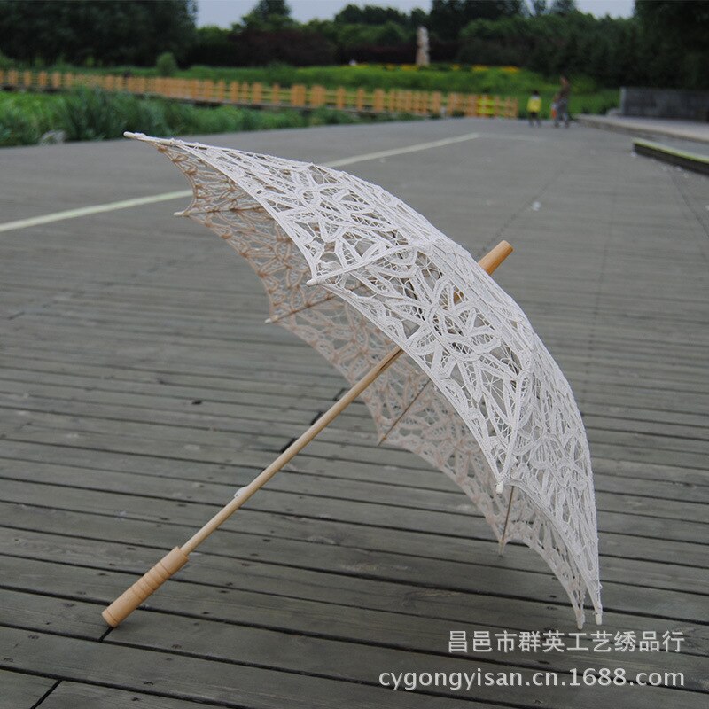 Mode Kant Parasol Parasol Borduurwerk Bruid Paraplu Wit Ivoor Wedding Paraplu Ombrelle Dentelle Parapluie Mariage