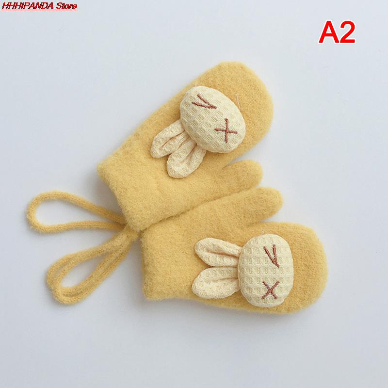 1 Paar Herfst Winter Warm Baby Handschoenen Cartoon Animal Bunny Thicken Kids Handschoenen Voor Baby Meisje Jongen Zachte Nylon Kinderen wanten: A2
