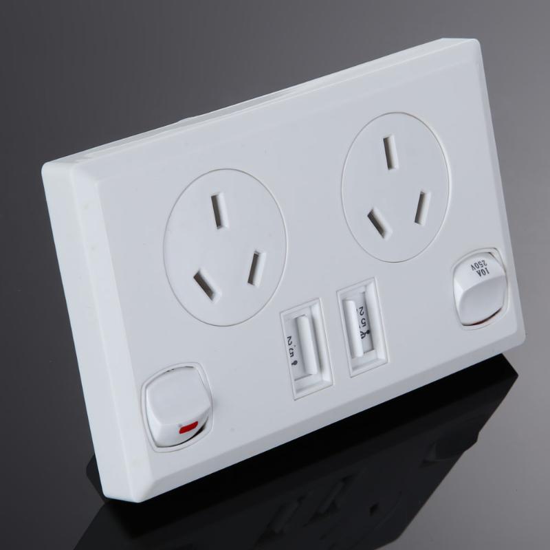 Smart Home 2.1A Dual USB Port Wall Charger Adapter Double USB Australian AU Plug Wall Socket Home Power Point Supply Plate