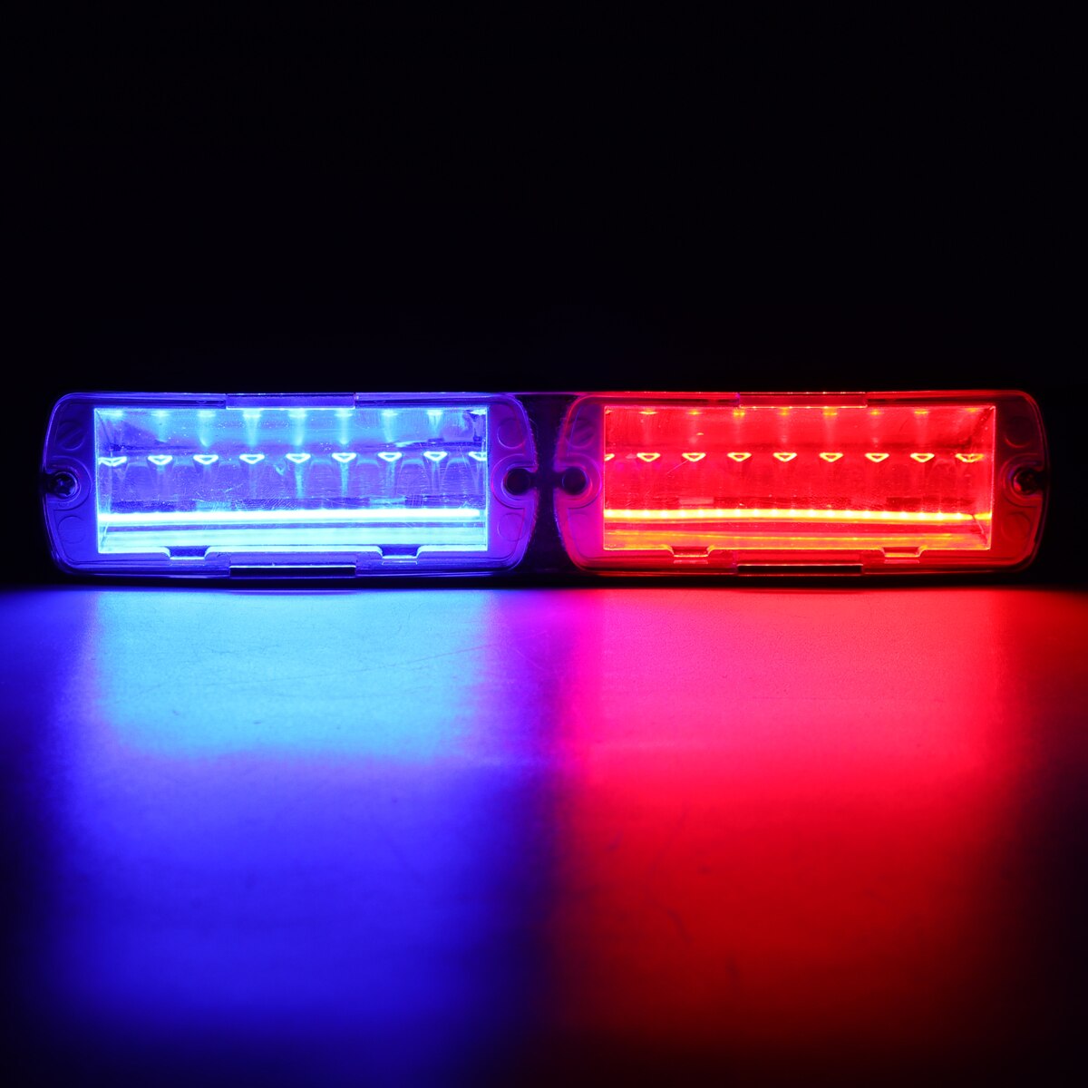 16 ledede 48w hugorm  s2 super lyse signal blinkende led advarselslys politi strobe flash nødlys: Rød og blå