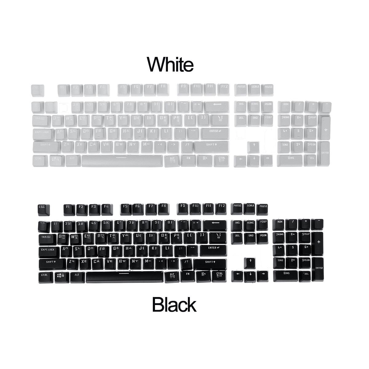 Black/White Universal-Korean 106 Keycaps For Mechanical Keyboard Backlight Thermal Sublimation For Cherry MX Mechanical Keyboard