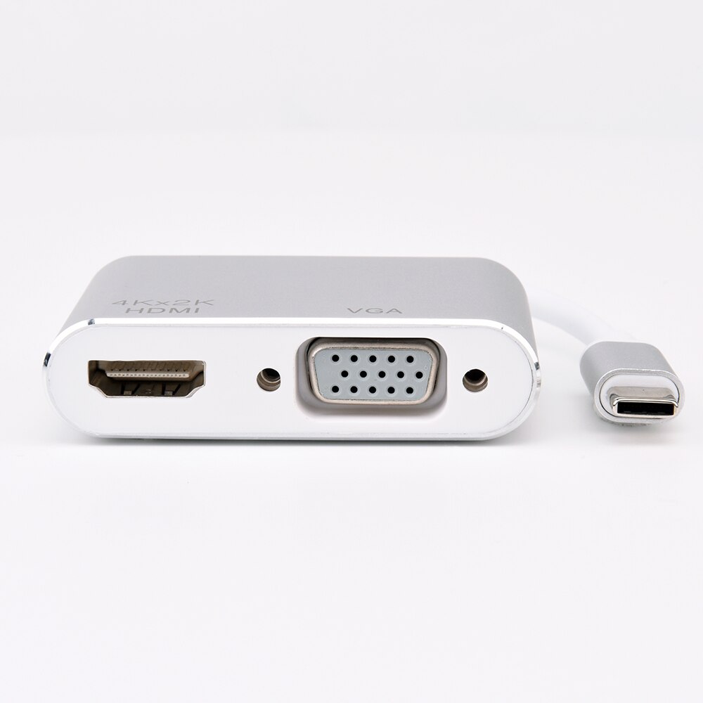 Usb C Usb 3.1 Type C Naar Hdmi Vga 2 In 1 Aluminium 4K * 2K Adapter