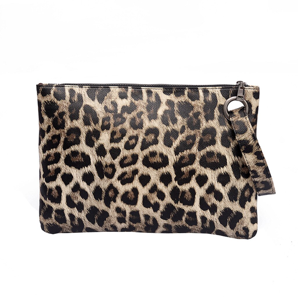 Leopard kvinder pung lang lynlås clutch håndtaske mobiltelefon taske kortholder mønt pung tynd pung #yj: Gul
