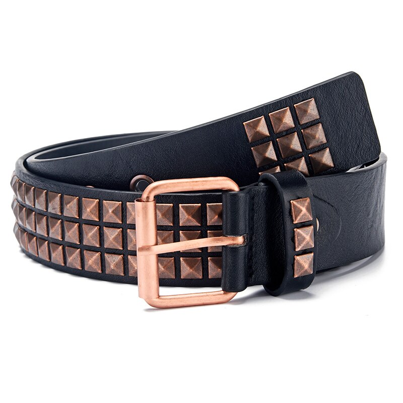 Square Bead Rivet Belt Metal Pyramid Belt Men and Women Punk Hardware Jeans Belt Y2K Belt Belt Women's Belt: Red