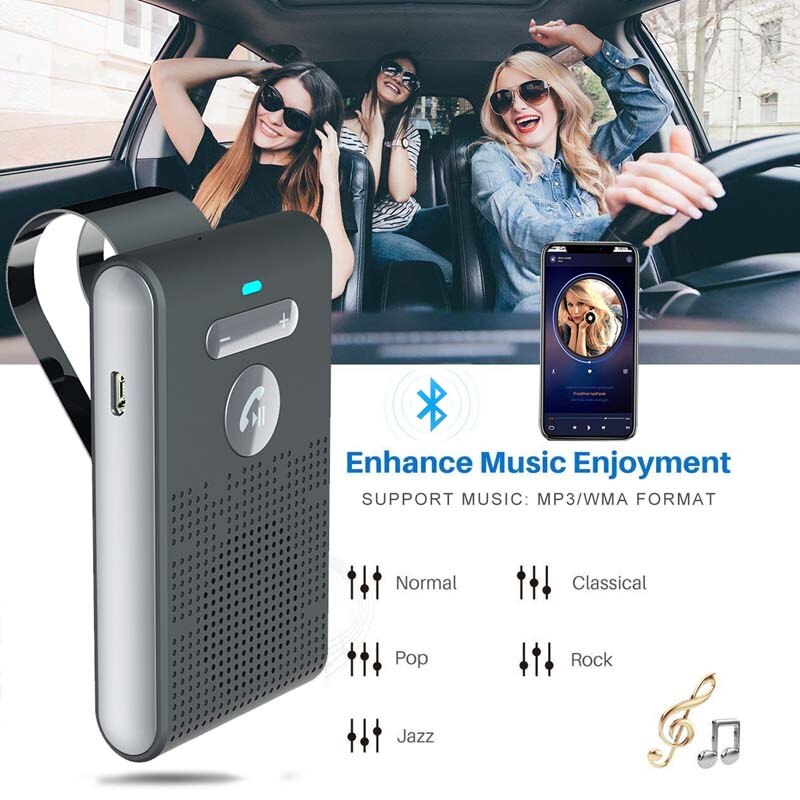 JINSERTA Bluetooth Handsfree Siri Car Kit Wireless Auto Speakerphone Sun Visor Speaker for Car Phone Hands Free Adapter In-Car
