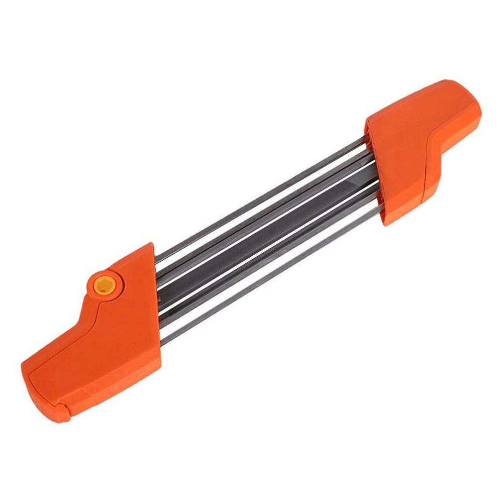 4mm 2 In 1 Chainsaw Chain Sharpener Multifunction Easy Chainsaw File Chain Sharpener Whetstone Kits Manual Chain Sharpener Tool: Orange