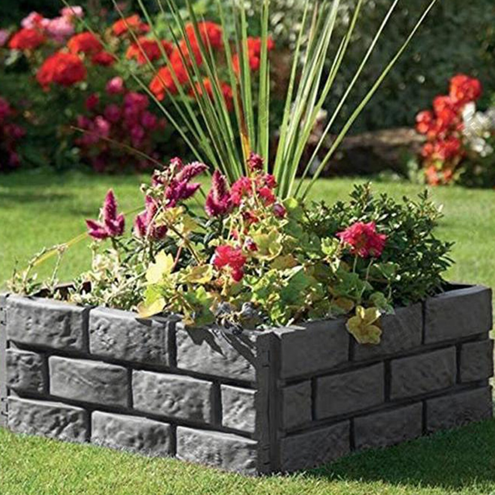 4Pcs Tuin Grens Imitatie Baksteen Effect Afneembare Splicing Hekwerk En Niet Bederfelijke Duurzaam Outdoor Decoratie