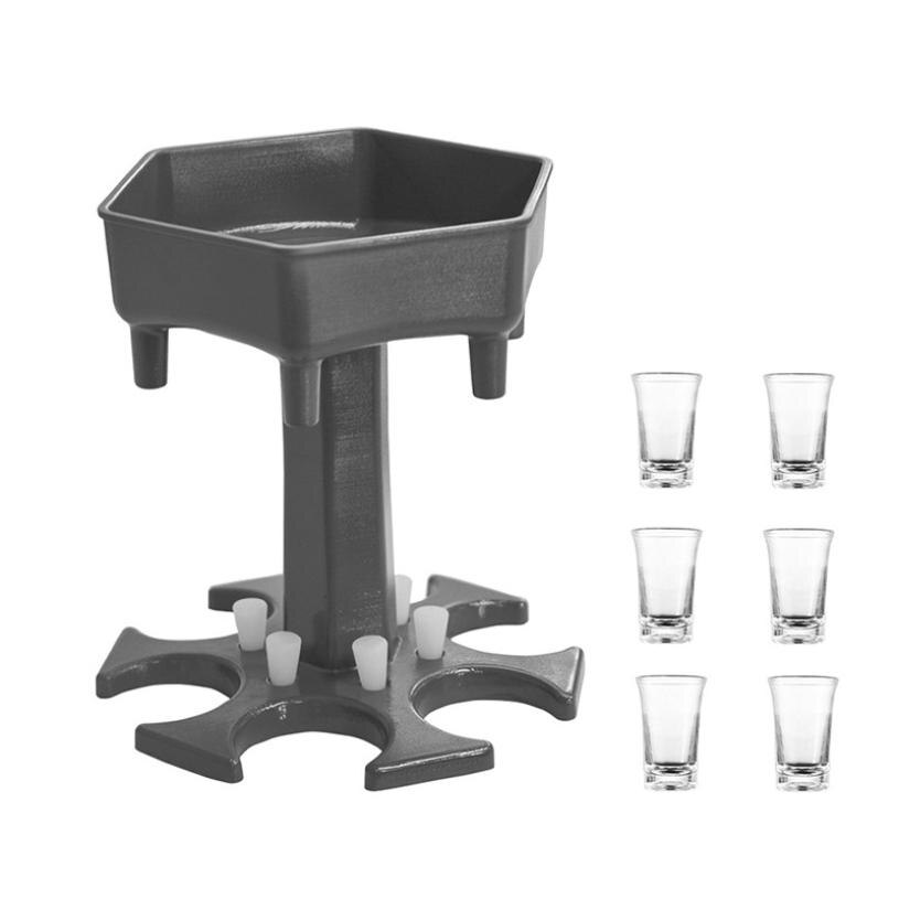 6 Shot Wine Glass Dispenser Holder Caddy Liquor Dispenser Party Beverage Drinking Games Glass Dispenser Party Bar Accessory: B Gray Set