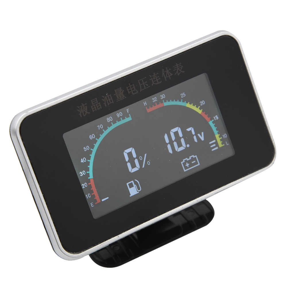 2 In 1 LCD Fuel Gauge Voltmeter with Fuel Float Sensor 0-190ohm for 12V Car Truck Motorcycle Oil Tank Level Sensor 100-600MM