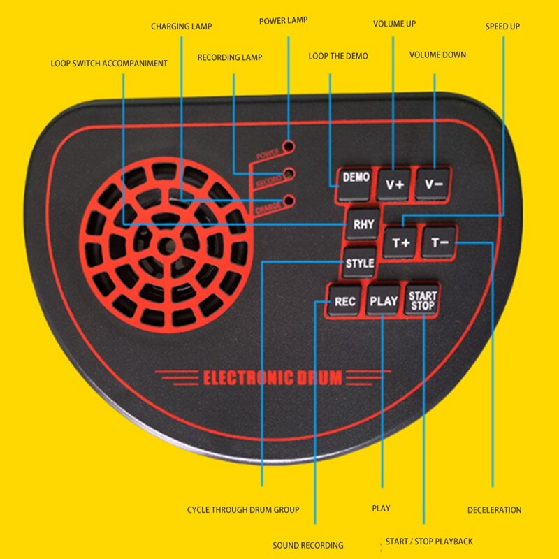AD-Electronic Drum Set - Practice Drum Pad Roll Up Potable Drum Kit with Headphone Jack Built-in Speaker Drum Sticks