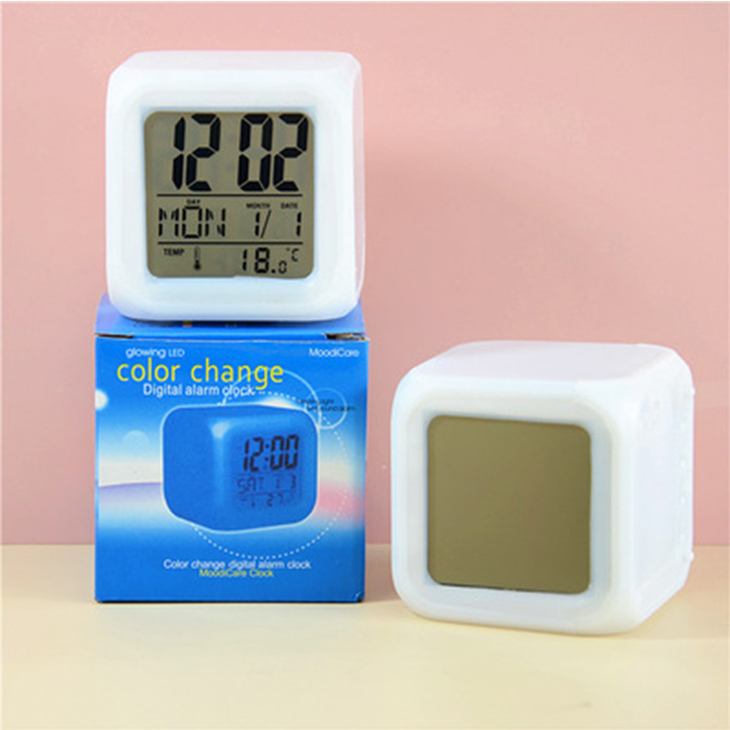 Alarm Clock Sublimation LED Digital Clock 7 Color Changing Light Night Glowing Kids Desk Clock Children Christmas