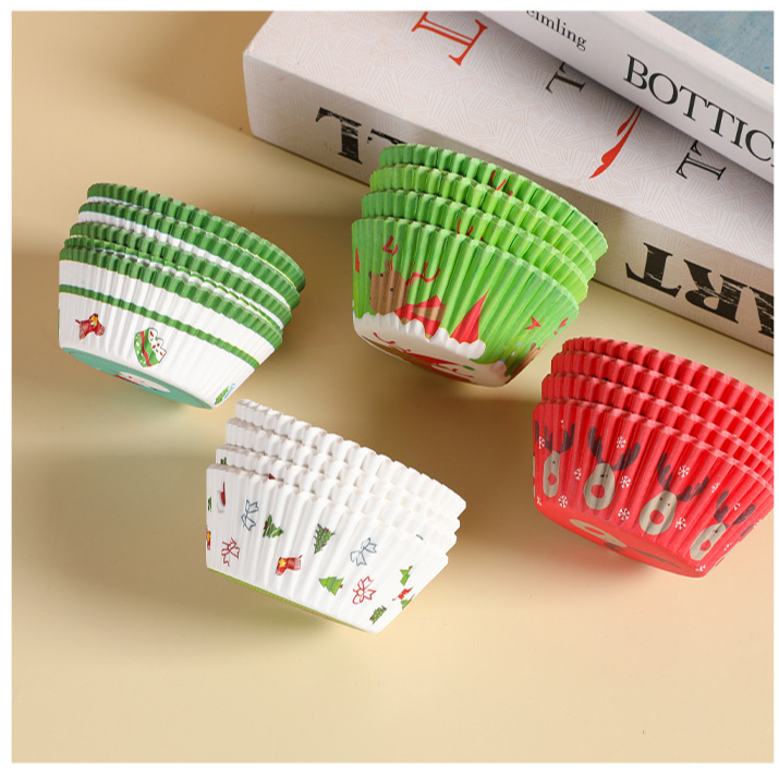 400 stuks taartpapierhouder cirkel bakpapier lade cupcake liners kopjes pan party muffin wegwerp kersttaart papierlade