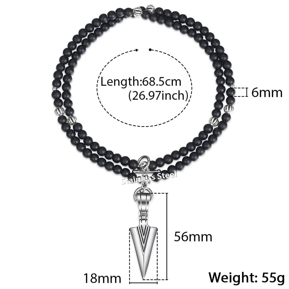 Collier homme Unique argent acier inoxydable flèche pendentif mat noir verre perlé collier mâle bijoux directe DNM07: DN17