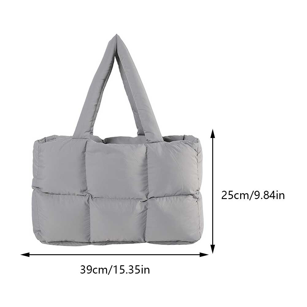 Bolsos de hombro acolchados a cuadros Retro para mujer, bolsos acolchados de invierno de Color sólido a la , bolsos de compras de gran capacidad para mujer