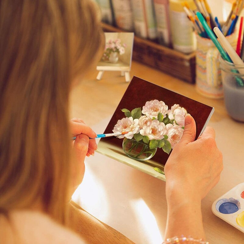 10 Pack Canvas and Easel Set Painting Craft Drawing Art Decoration Canvas Painting Stand Kit