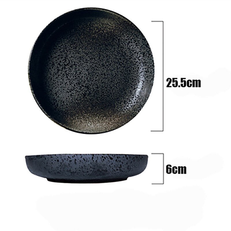 FANCITY plato redondo grande, plato de cerámica para el hogar, plato plano, plato de arroz, plato.: 3 L