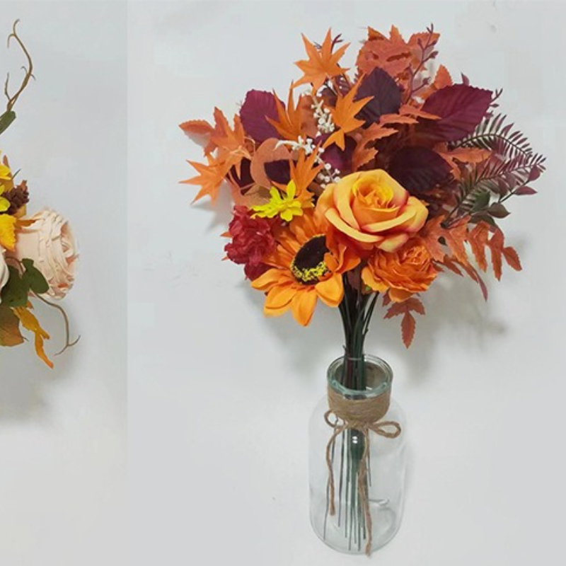Tuindecoratie Simulatie Esdoornbladeren Zonnebloemen Oranje Boeket Kerstmis Halloween Auditorium Decoratie Kunstbloemen