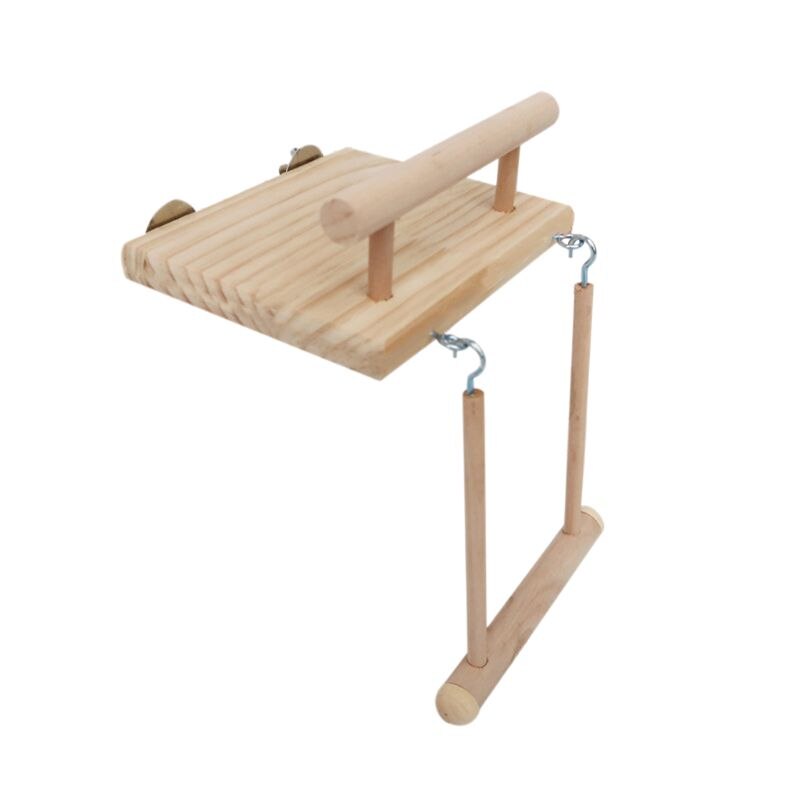 Jaula de madera para pájaros, loros, juguetes, hámster, juego de gimnasio, soporte con bola de ratán de oscilación de madera, suministros de juguetes para aves: Chocolate