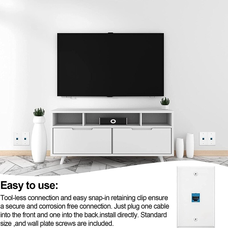 10 Pieces Ethernet Wall Outlet Plate Cat6 RJ45 Wall Plate Jack Female to Female Ethernet Inline Coupler Plates Ethernet